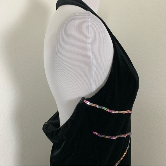 Vtg Jessica McClintock Gunne Sax Velour Long Gown Rainbow Sequin 90s Womens 11 - Picture 6 of 17
